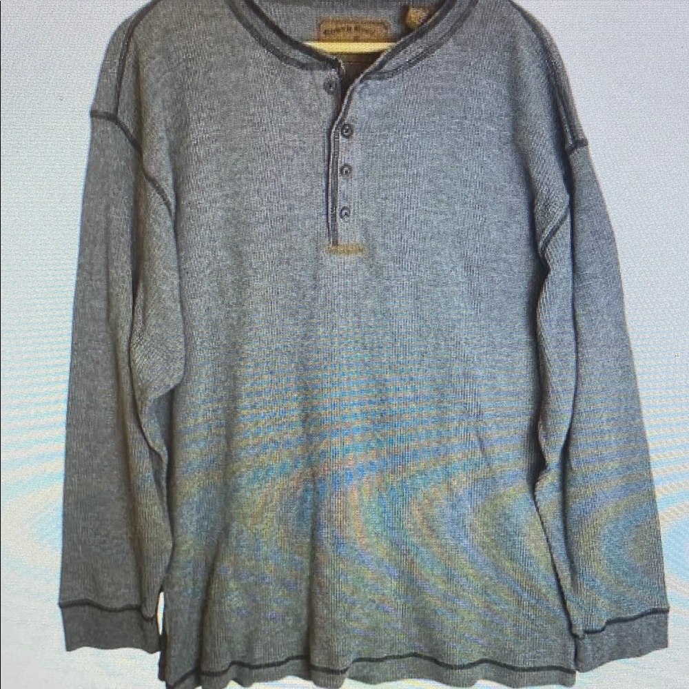 North River Thermal Henley Shirt Mens XXL Gray Work WaffleKnit Y2K Gorpcore